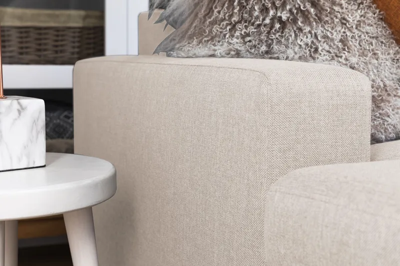 Crazy 5-seters Høyrevendt U-formet X-Large Sofa med Divan og Sjeselong i Stoff - Beige - Møbler - Sofaer - U-sofa