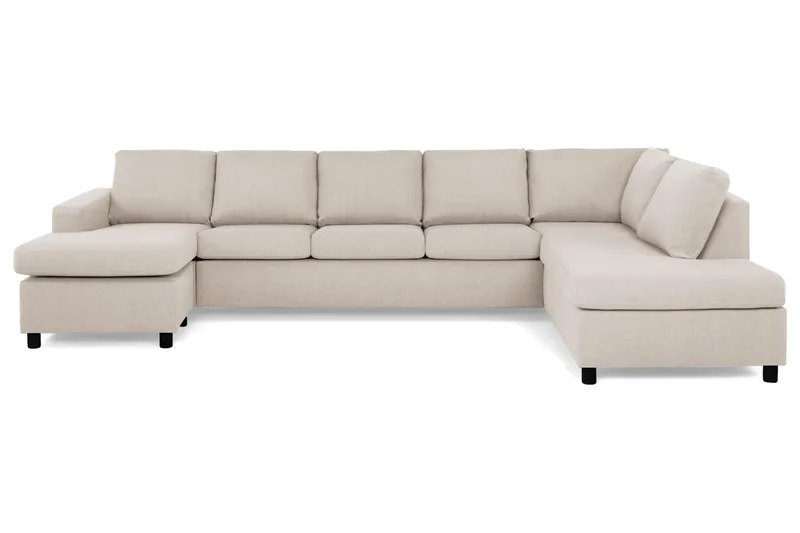 Crazy 5-seters Høyrevendt U-formet X-Large Sofa med Divan og Sjeselong i Stoff - Beige - Møbler - Sofaer - U-sofa