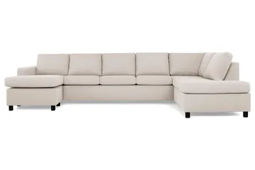 Crazy 5-seters Høyrevendt U-formet X-Large Sofa med Divan og Sjeselong i Stoff - Beige - Møbler - Sofaer - U-sofa