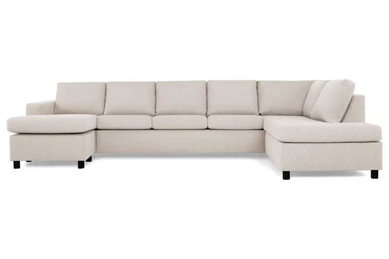 Crazy 5-seters Høyrevendt U-formet X-Large Sofa med Divan og Sjeselong i Stoff - Beige - Møbler - Sofaer - U-sofa