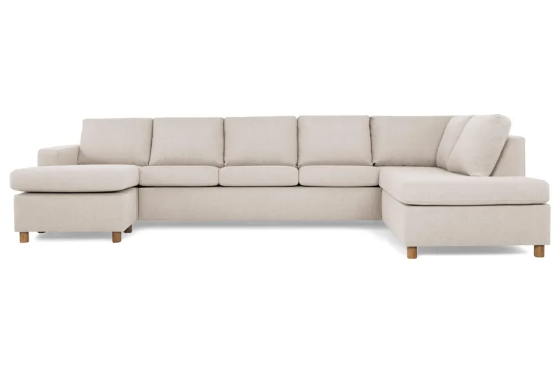 Crazy 5-seters Høyrevendt U-formet X-Large Sofa med Divan og Sjeselong i Stoff, Beige