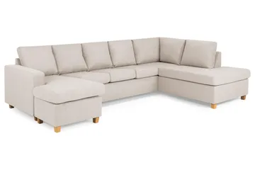 Crazy 5-seters Høyrevendt U-formet X-Large Sofa med Divan og Sjeselong i Stoff - Beige - Møbler - Sofaer - U-sofa