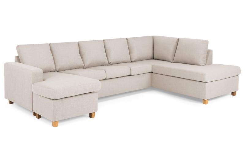Crazy 5-seters Høyrevendt U-formet X-Large Sofa med Divan og Sjeselong i Stoff - Beige - Møbler - Sofaer - U-sofa