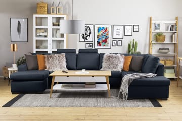 Crazy 5-seters Høyrevendt U-formet X-Large Sofa med Divan og Sjeselong i Stoff - Blå - Møbler - Sofaer - U-sofa
