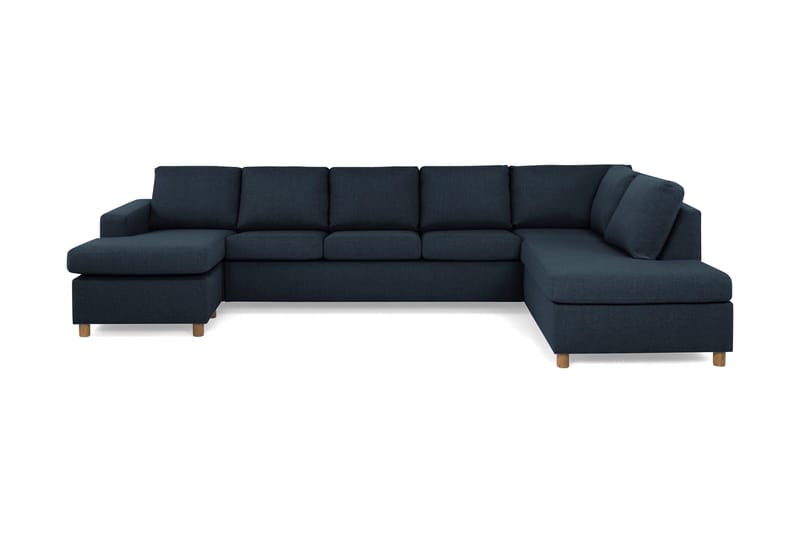 Crazy 5-seters Høyrevendt U-formet X-Large Sofa med Divan og Sjeselong i Stoff, Blå