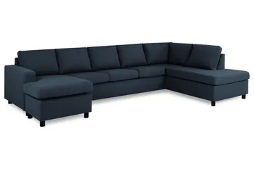 Crazy 5-seters Høyrevendt U-formet X-Large Sofa med Divan og Sjeselong i Stoff - Blå - Møbler - Sofaer - U-sofa