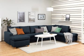 Crazy 5-seters Høyrevendt U-formet X-Large Sofa med Divan og Sjeselong i Stoff - Blå - Møbler - Sofaer - U-sofa
