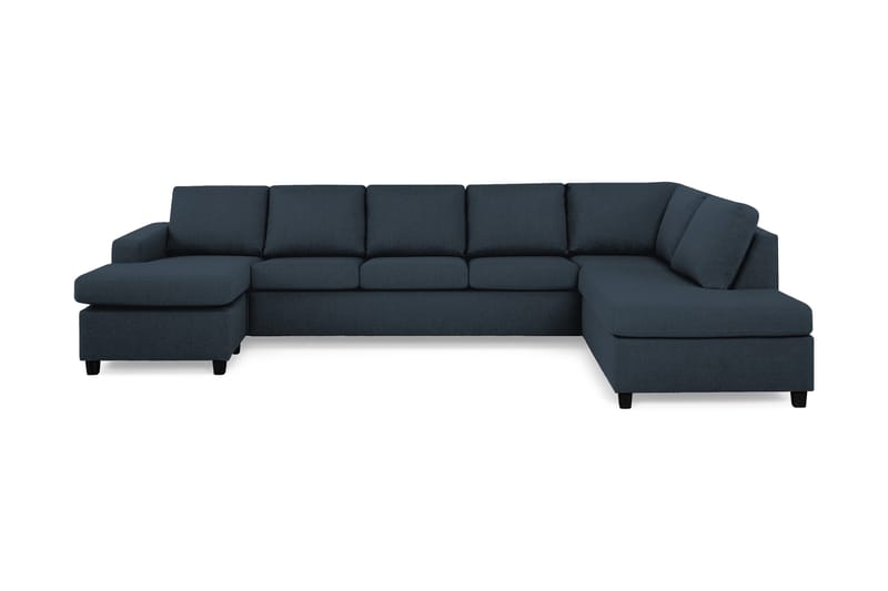 Crazy 5-seters Høyrevendt U-formet X-Large Sofa med Divan og Sjeselong i Stoff - Blå - Møbler - Sofaer - U-sofa