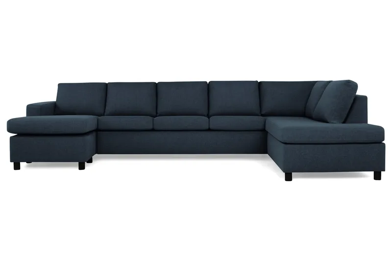 Crazy 5-seters Høyrevendt U-formet X-Large Sofa med Divan og Sjeselong i Stoff - Blå - Møbler - Sofaer - U-sofa