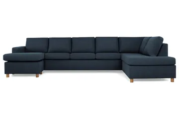 Crazy 5-seters Høyrevendt U-formet X-Large Sofa med Divan og Sjeselong i Stoff - Blå - Møbler - Sofaer - U-sofa