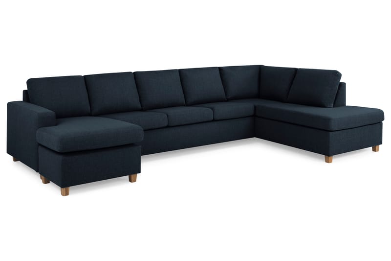 Crazy 5-seters Høyrevendt U-formet X-Large Sofa med Divan og Sjeselong i Stoff - Blå - Møbler - Sofaer - U-sofa
