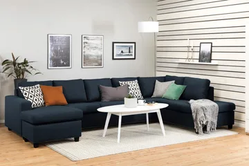 Crazy 5-seters Høyrevendt U-formet X-Large Sofa med Divan og Sjeselong i Stoff - Blå - Møbler - Sofaer - U-sofa