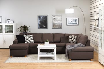 Crazy 5-seters Høyrevendt U-formet X-Large Sofa med Divan og Sjeselong i Stoff - Brun - Møbler - Sofaer - U-sofa