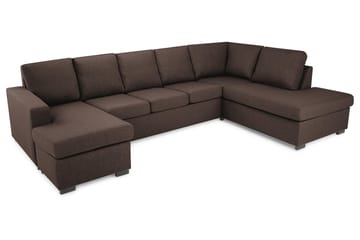 Crazy 5-seters Høyrevendt U-formet X-Large Sofa med Divan og Sjeselong i Stoff - Brun - Møbler - Sofaer - U-sofa