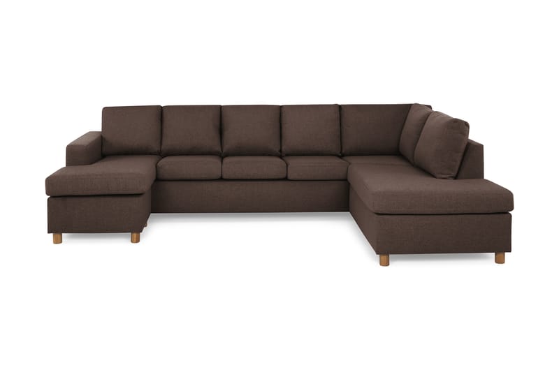 Crazy 5-seters Høyrevendt U-formet X-Large Sofa med Divan og Sjeselong i Stoff - Brun - Møbler - Sofaer - U-sofa
