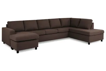 Crazy 5-seters Høyrevendt U-formet X-Large Sofa med Divan og Sjeselong i Stoff - Brun - Møbler - Sofaer - U-sofa