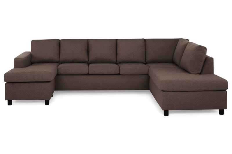 Crazy 5-seters Høyrevendt U-formet X-Large Sofa med Divan og Sjeselong i Stoff, Brun