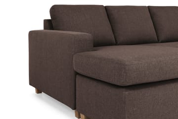 Crazy 5-seters Høyrevendt U-formet X-Large Sofa med Divan og Sjeselong i Stoff - Brun - Møbler - Sofaer - U-sofa