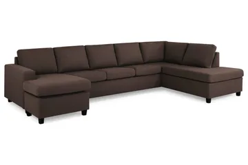 Crazy 5-seters Høyrevendt U-formet X-Large Sofa med Divan og Sjeselong i Stoff - Brun - Møbler - Sofaer - U-sofa