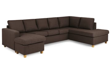 Crazy 5-seters Høyrevendt U-formet X-Large Sofa med Divan og Sjeselong i Stoff - Brun - Møbler - Sofaer - U-sofa