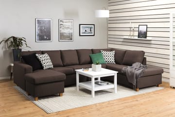 Crazy 5-seters Høyrevendt U-formet X-Large Sofa med Divan og Sjeselong i Stoff - Brun - Møbler - Sofaer - U-sofa