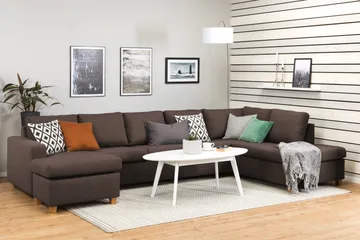 Crazy 5-seters Høyrevendt U-formet X-Large Sofa med Divan og Sjeselong i Stoff - Brun - Møbler - Sofaer - U-sofa