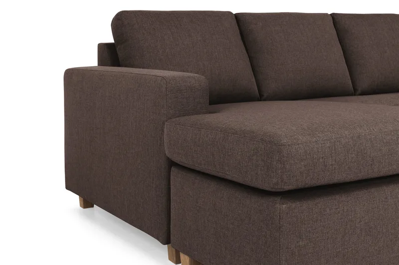Crazy 5-seters Høyrevendt U-formet X-Large Sofa med Divan og Sjeselong i Stoff - Brun - Møbler - Sofaer - U-sofa
