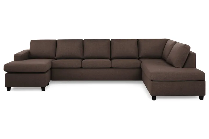 Crazy 5-seters Høyrevendt U-formet X-Large Sofa med Divan og Sjeselong i Stoff, Brun