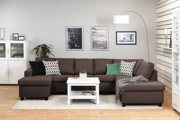 Crazy 5-seters Høyrevendt U-formet X-Large Sofa med Divan og Sjeselong i Stoff - Brun - Møbler - Sofaer - U-sofa