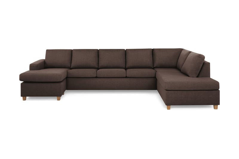 Crazy 5-seters Høyrevendt U-formet X-Large Sofa med Divan og Sjeselong i Stoff, Brun