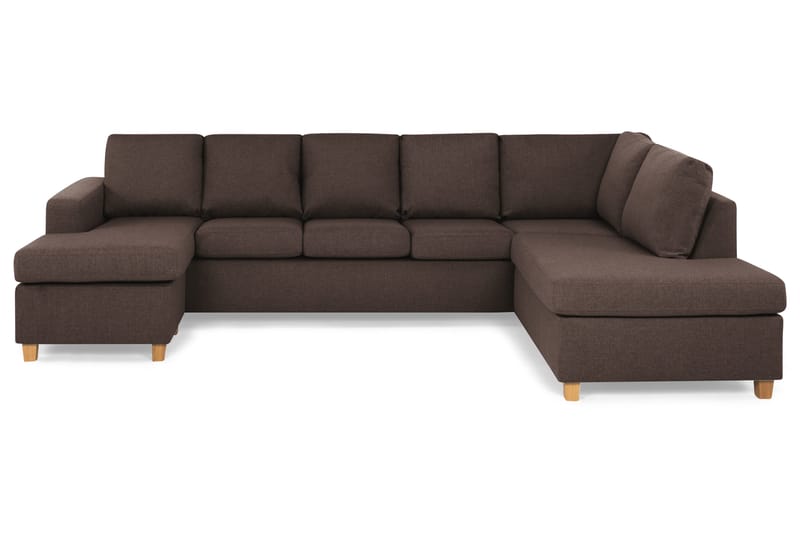 Crazy 5-seters Høyrevendt U-formet X-Large Sofa med Divan og Sjeselong i Stoff, Brun