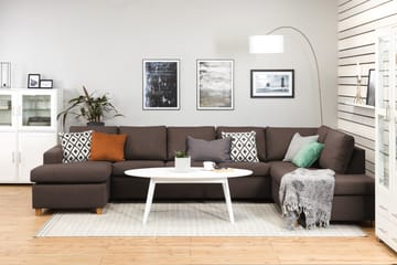 Crazy 5-seters Høyrevendt U-formet X-Large Sofa med Divan og Sjeselong i Stoff - Brun - Møbler - Sofaer - U-sofa