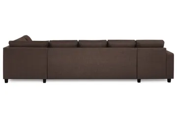 Crazy 5-seters Høyrevendt U-formet X-Large Sofa med Divan og Sjeselong i Stoff - Brun - Møbler - Sofaer - U-sofa