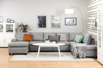 Crazy 5-seters Høyrevendt U-formet X-Large Sofa med Divan og Sjeselong i Stoff - Grå - Møbler - Sofaer - U-sofa