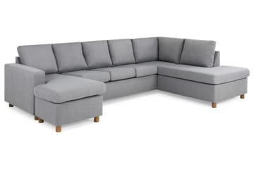 Crazy 5-seters Høyrevendt U-formet X-Large Sofa med Divan og Sjeselong i Stoff - Grå - Møbler - Sofaer - U-sofa
