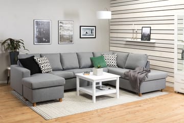 Crazy 5-seters Høyrevendt U-formet X-Large Sofa med Divan og Sjeselong i Stoff - Grå - Møbler - Sofaer - U-sofa