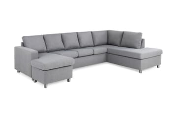 Crazy 5-seters Høyrevendt U-formet X-Large Sofa med Divan og Sjeselong i Stoff - Grå - Møbler - Sofaer - U-sofa