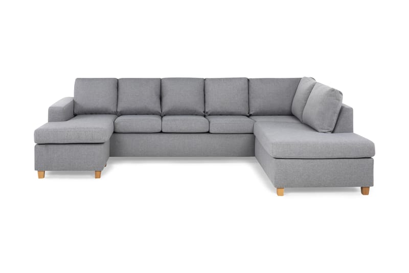 Crazy 5-seters Høyrevendt U-formet X-Large Sofa med Divan og Sjeselong i Stoff - Grå - Møbler - Sofaer - U-sofa