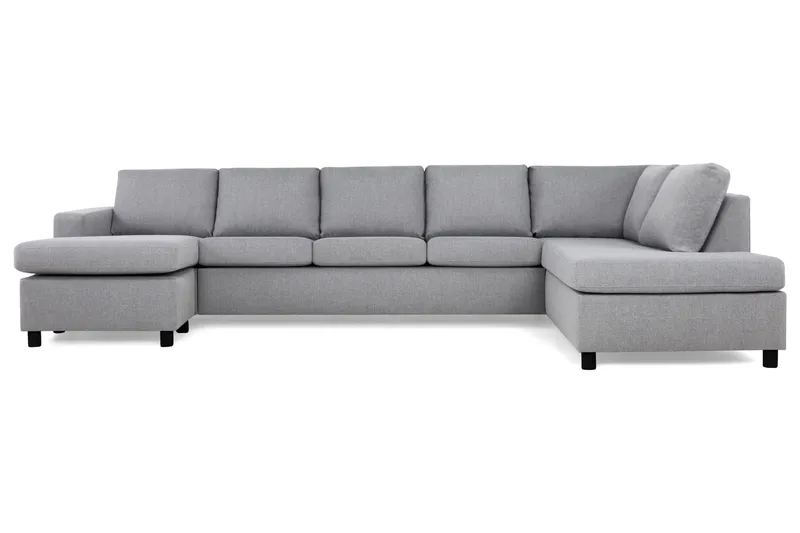 Crazy 5-seters Høyrevendt U-formet X-Large Sofa med Divan og Sjeselong i Stoff - Grå - Møbler - Sofaer - U-sofa