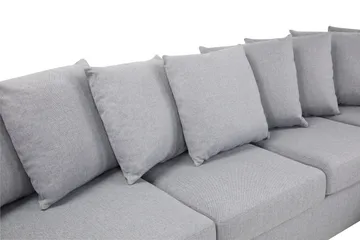 Crazy 5-seters Høyrevendt U-formet X-Large Sofa med Divan og Sjeselong i Stoff inkl. Pynteputer - Grå - Møbler - Sofaer - U-sofa