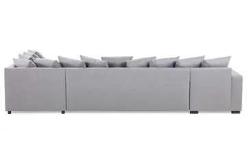 Crazy 5-seters Høyrevendt U-formet X-Large Sofa med Divan og Sjeselong i Stoff inkl. Pynteputer - Grå - Møbler - Sofaer - U-sofa