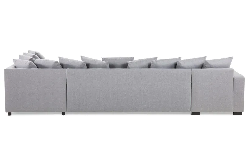 Crazy 5-seters Høyrevendt U-formet X-Large Sofa med Divan og Sjeselong i Stoff inkl. Pynteputer - Grå - Møbler - Sofaer - U-sofa