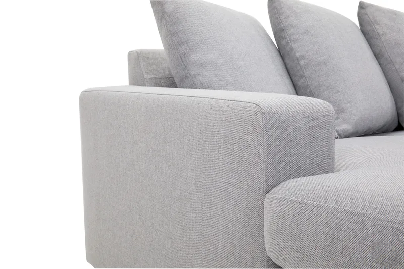 Crazy 5-seters Høyrevendt U-formet X-Large Sofa med Divan og Sjeselong i Stoff inkl. Pynteputer - Grå - Møbler - Sofaer - U-sofa