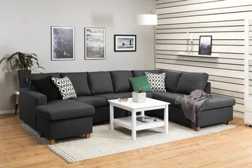 Crazy 5-seters Høyrevendt U-formet X-Large Sofa med Divan og Sjeselong i Stoff - Mørk grå - Møbler - Sofaer - U-sofa