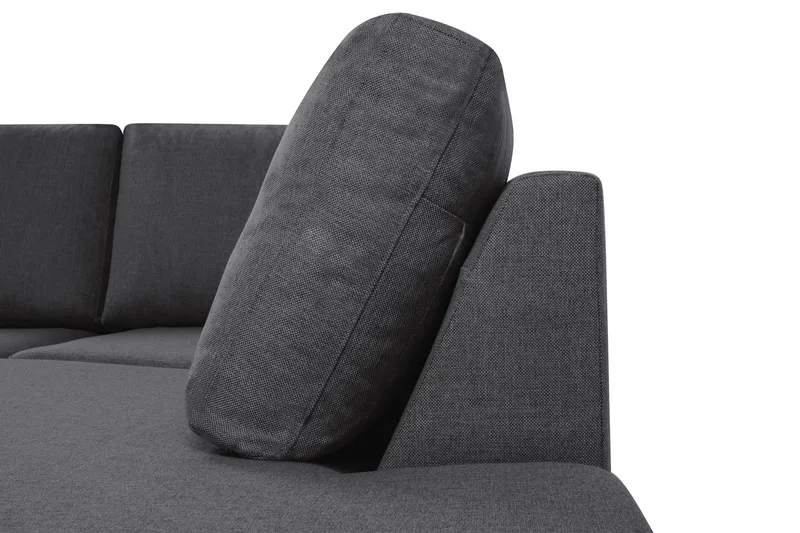 Crazy 5-seters Høyrevendt U-formet X-Large Sofa med Divan og Sjeselong i Stoff - Mørk grå - Møbler - Sofaer - U-sofa