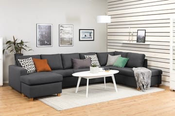 Crazy 5-seters Høyrevendt U-formet X-Large Sofa med Divan og Sjeselong i Stoff - Mørk grå - Møbler - Sofaer - U-sofa