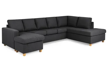 Crazy 5-seters Høyrevendt U-formet X-Large Sofa med Divan og Sjeselong i Stoff - Mørk grå - Møbler - Sofaer - U-sofa