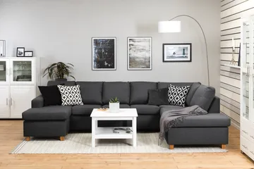 Crazy 5-seters Høyrevendt U-formet X-Large Sofa med Divan og Sjeselong i Stoff - Mørk grå - Møbler - Sofaer - U-sofa