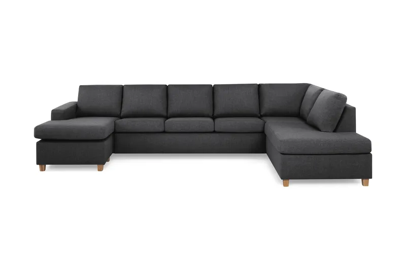 Crazy 5-seters Høyrevendt U-formet X-Large Sofa med Divan og Sjeselong i Stoff, Mørk grå