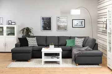 Crazy 5-seters Høyrevendt U-formet X-Large Sofa med Divan og Sjeselong i Stoff - Mørk grå - Møbler - Sofaer - U-sofa